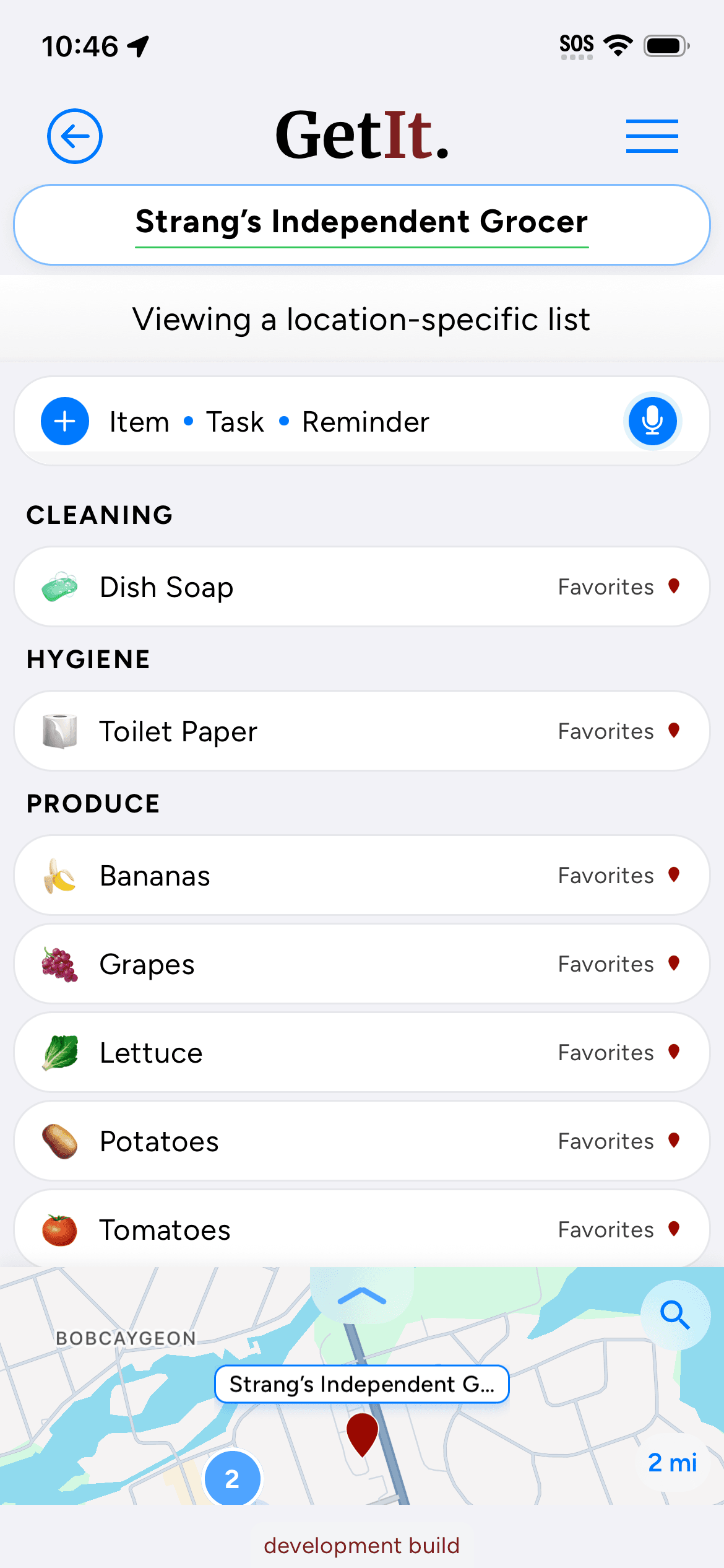 Location-Specific List